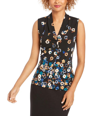 Blusa Calvin Klein Feminina Estampada Sem Mangas Azul Tamanho Pequeno X-Grande