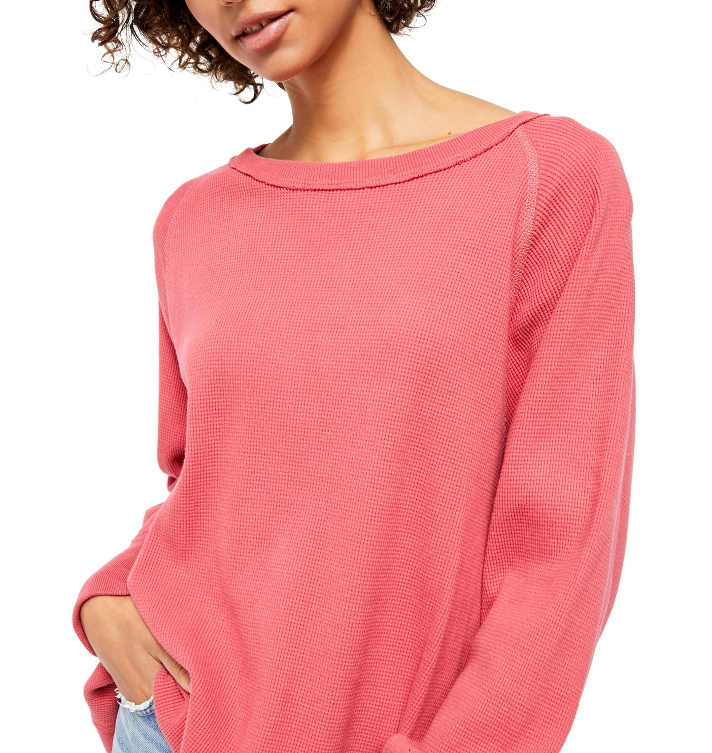 Blusa térmica feminina Amelia da Free People, rosa, tamanho médio