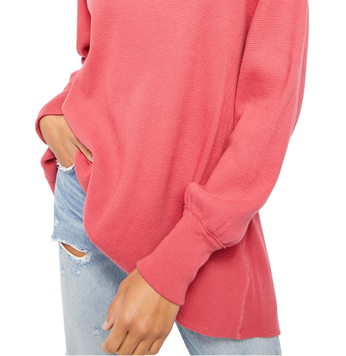 Blusa térmica feminina Amelia da Free People, rosa, tamanho médio