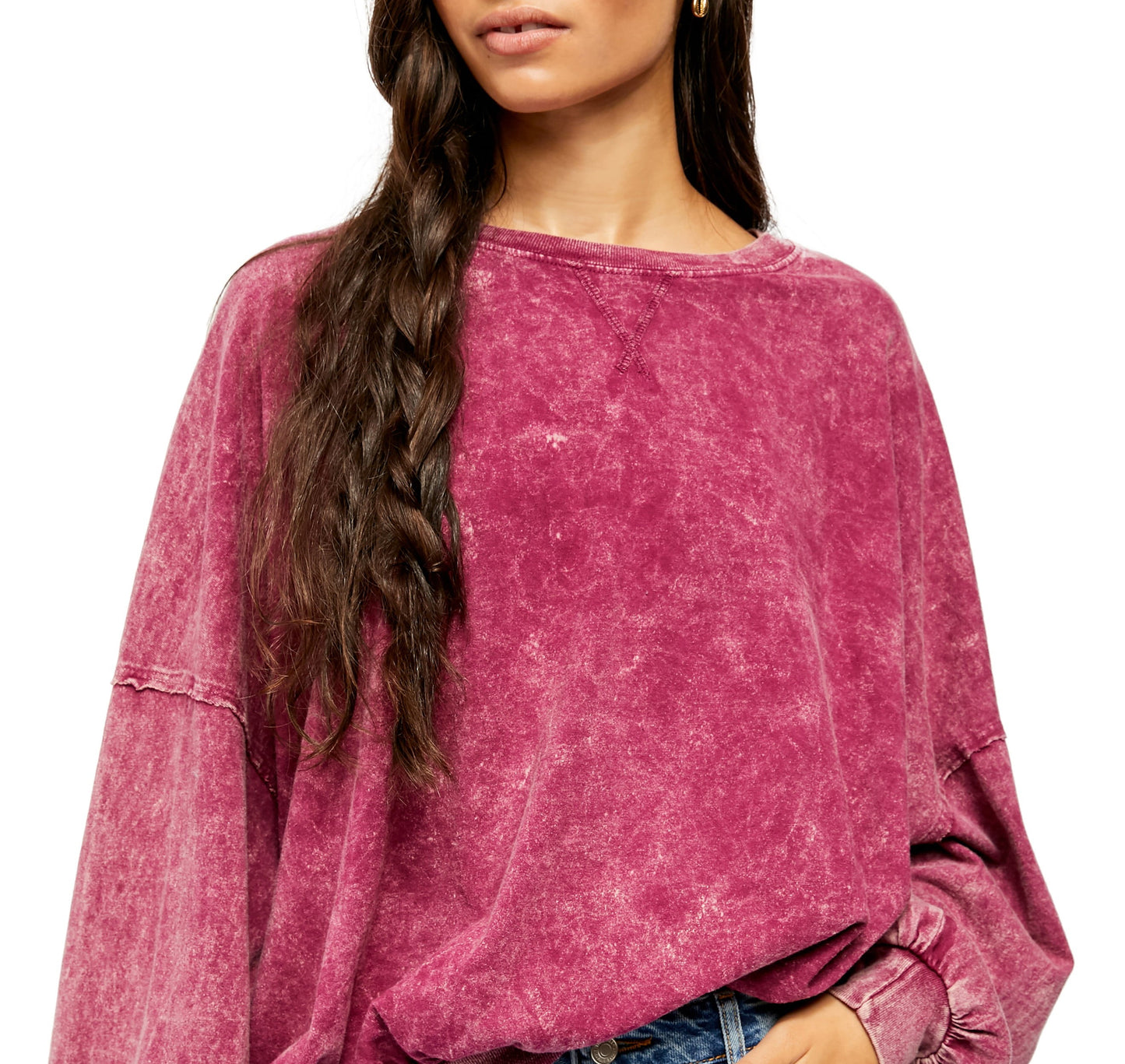 Camiseta feminina Free People 213 vermelha escura tamanho extra pequeno