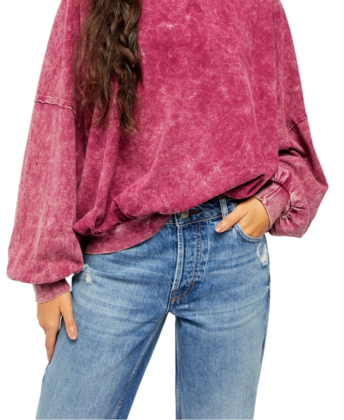 Camiseta feminina Free People 213 vermelha escura tamanho extra pequeno