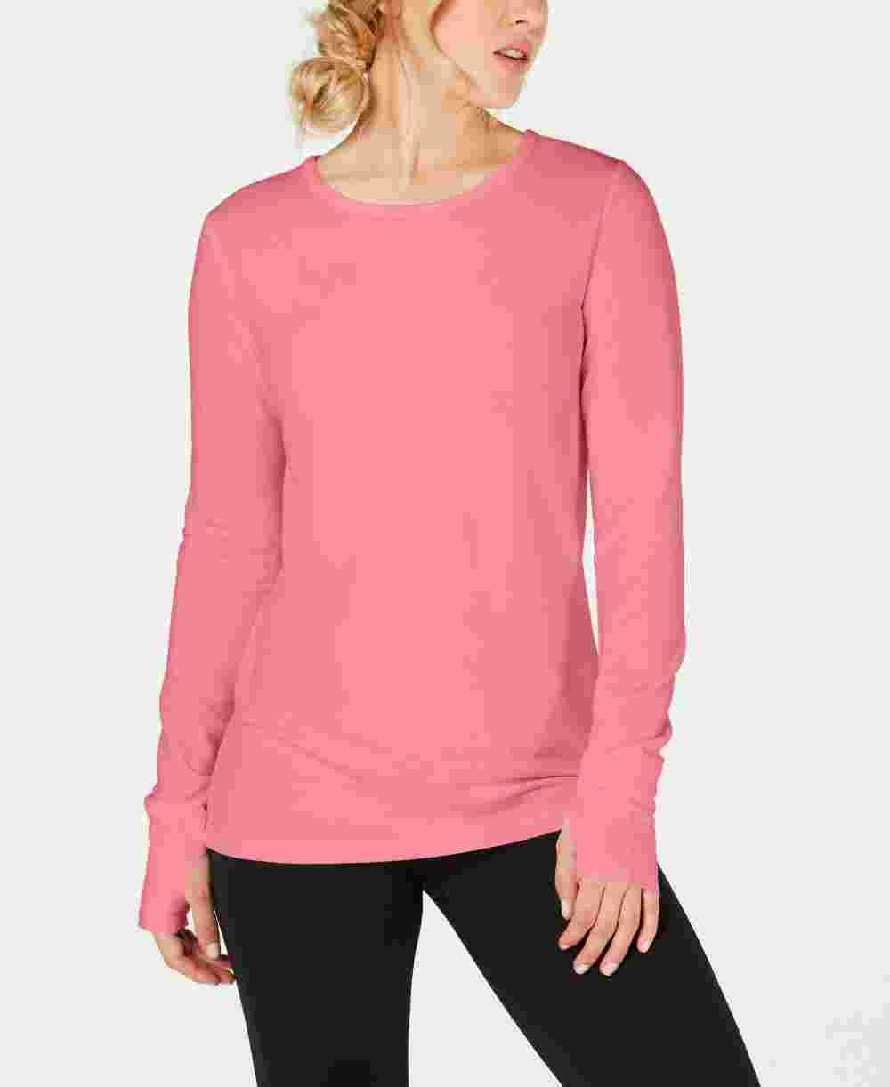 Camiseta feminina de manga comprida Ideology Active Wear Top rosa tamanho pequeno