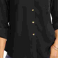 Camisa feminina Charter Club com dois bolsos, preta, tamanho grande