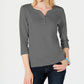 Karen Scott Top Henley de Algodão Feminino Cinza Escuro Tamanho XX-Grande