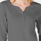 Karen Scott Top Henley de Algodão Feminino Cinza Escuro Tamanho XX-Grande