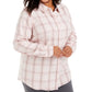 Camisa xadrez de algodão Ilanna Plus Size feminina Charter Club, rosa, tamanho 0X