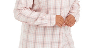 Charter Club Women's Plus Size Ilanna Cotton Plaid Button Up Shirt Pink Size 0X