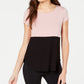 Camiseta feminina Alfani Petite estampada com bainha redonda rosa escuro tamanho P