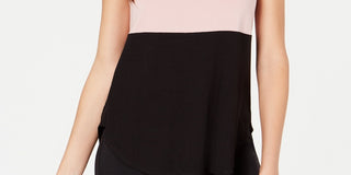 Camiseta feminina Alfani Petite estampada com bainha redonda rosa escuro tamanho P