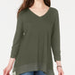 Top feminino estilo &amp; co de chiffon com bainha pequena, verde médio, tamanho P