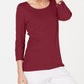 Karen Scott Top feminino de algodão com decote redondo, tamanho médio, vermelho, tamanho PS