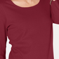 Karen Scott Top feminino de algodão com decote redondo, tamanho médio, vermelho, tamanho PS