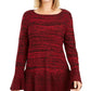 Suéter túnica feminino estilo &amp; co, pequeno, com babados, vermelho, tamanho PS