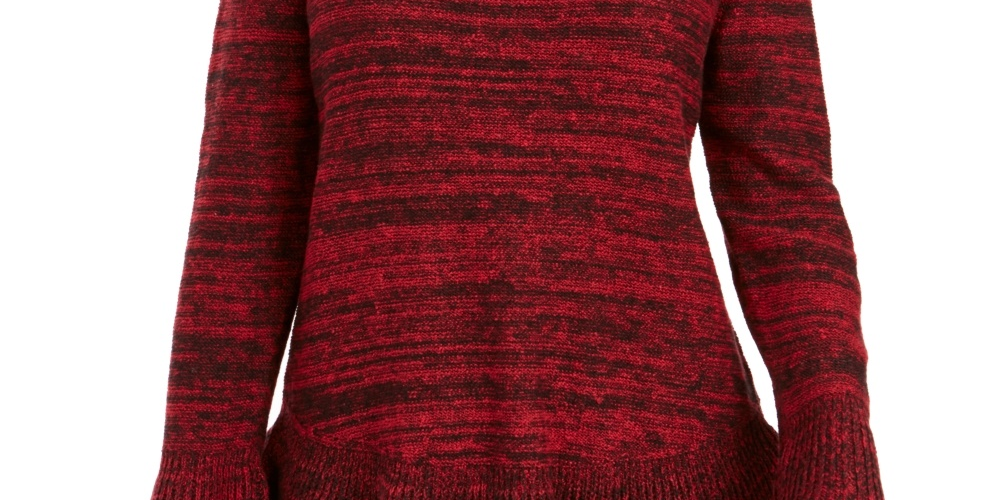 Suéter túnica feminino estilo &amp; co, pequeno, com babados, vermelho, tamanho PS