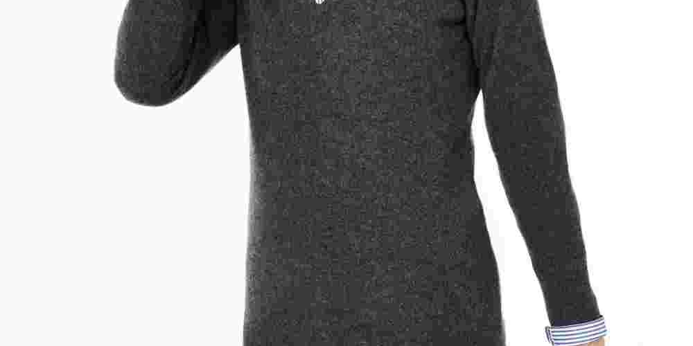 Suéter de cashmere feminino com decote em V Charter Club, tamanhos regular e pequeno, cinza, pequeno e pequeno