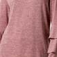 Top feminino estilo &amp; co com manga sino dupla, tamanho PL, vermelho