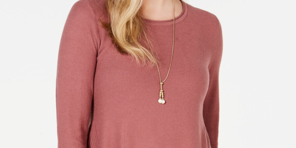 Suéter plissado alto e baixo feminino Style &amp; Co, rosa/malva, tamanho M