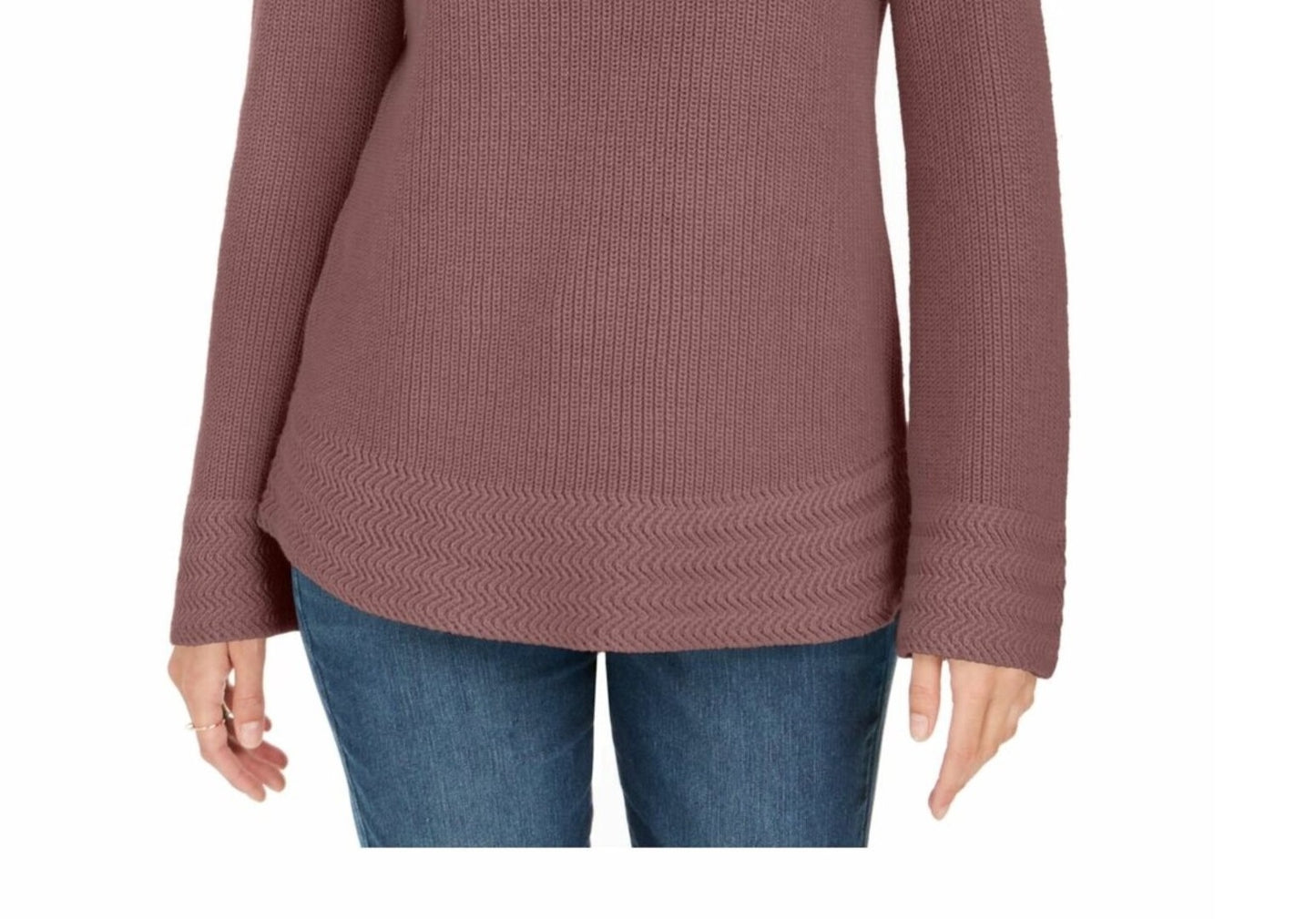 Suéter feminino texturizado de malha estampada, manga comprida, gola redonda, roxo, tamanho pequeno médio