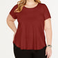 Camiseta feminina Alfani Plus com acabamento em cetim, tamanho 4X, vermelha