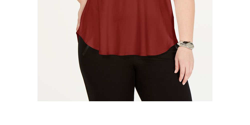 Camiseta feminina Alfani Plus com acabamento em cetim, tamanho 4X, vermelha