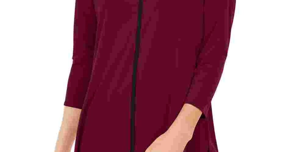Camiseta feminina Alfani Borgonha lisa manga comprida gola redonda tamanho pequeno vinho