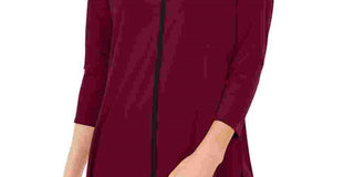 Camiseta feminina Alfani Borgonha lisa manga comprida gola redonda tamanho pequeno vinho