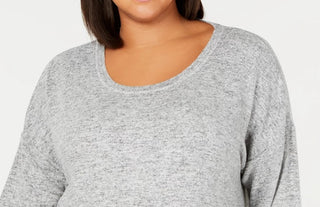 Camiseta feminina de malha de manga comprida Ideology Plus, cinza, tamanho 3X