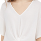 Blusa de malha waffle com amarração frontal Polly &amp; Esther Junior, tamanho grande, branca
