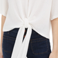 Blusa de malha waffle com amarração frontal Polly &amp; Esther Junior, tamanho grande, branca