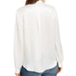 Blusa feminina Eileen Fisher de seda com botões frontais e botões, branca, tamanho grande