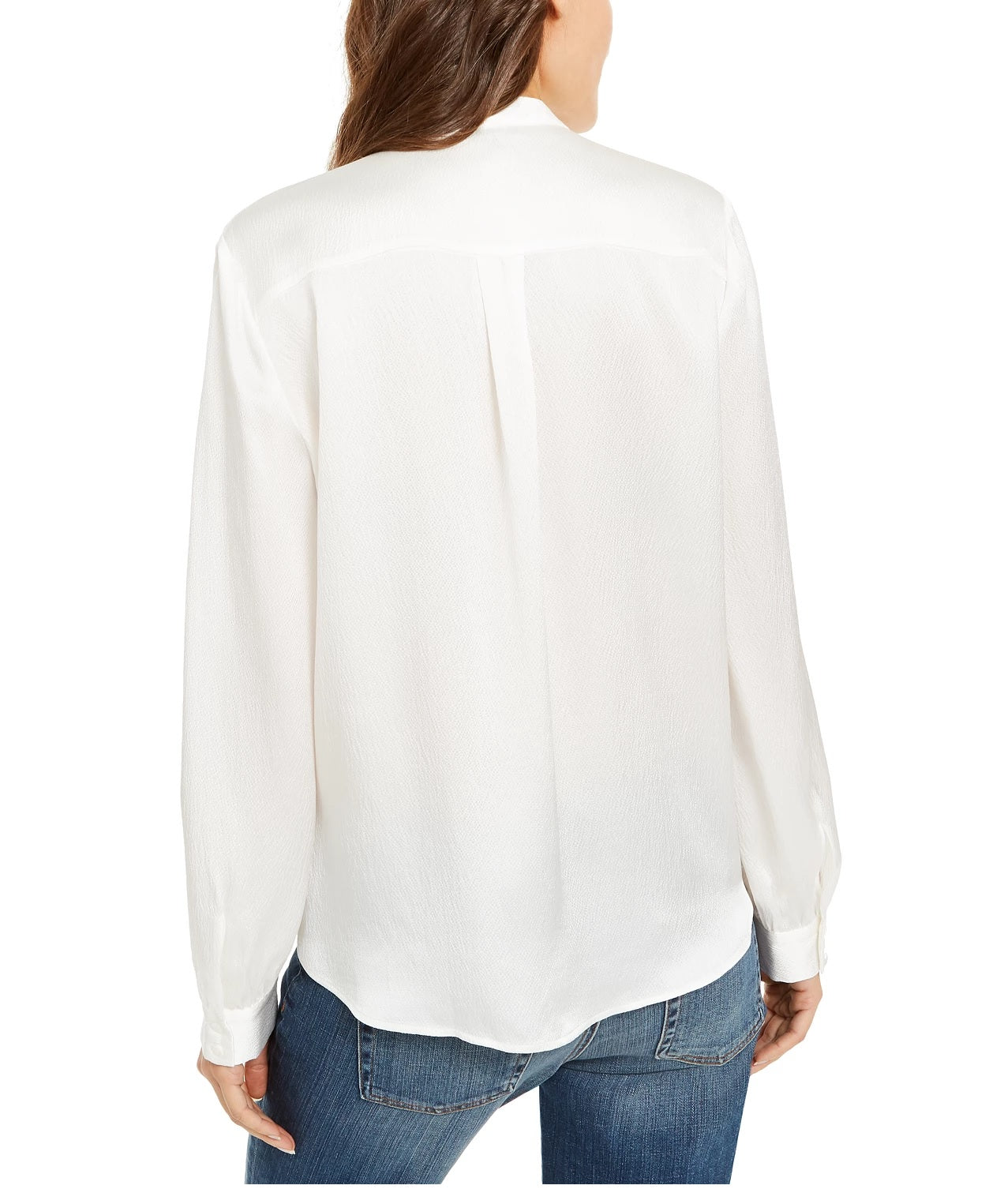 Blusa feminina Eileen Fisher de seda com botões frontais e botões, branca, tamanho grande