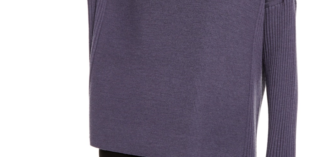 Suéter de lã feminino Eileen Fisher, roxo, tamanho pequeno e pequeno