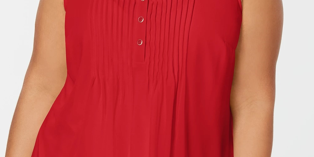 Top plissado feminino plus size Charter Club, vermelho, tamanho 1X