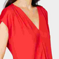 Blusa feminina com pregas invertidas e decote em V, vermelha, tamanho pequeno, da INC International Concepts