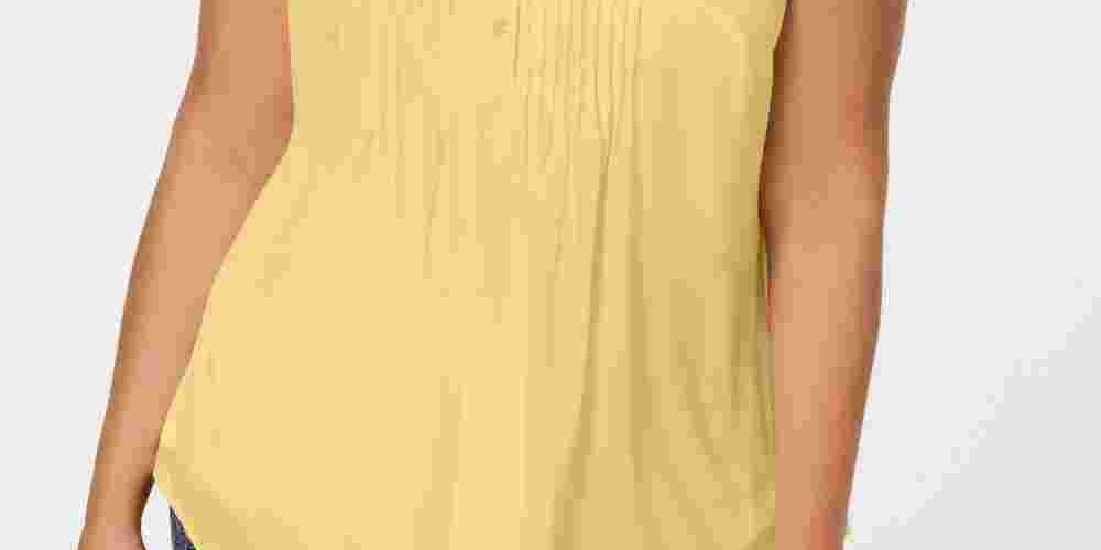 Charter Club Top plissado feminino amarelo tamanho 1X
