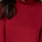 JM Collection Blusa feminina de manga comprida e gola alta, vermelha, tamanho pequeno e pequeno