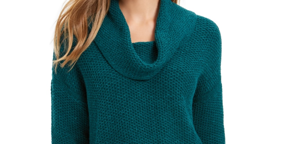 Suéter feminino pequeno com gola alta e bainha ventilada, estilo &amp; co, verde PM