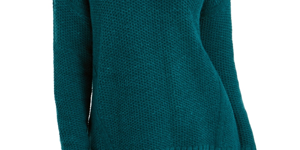 Suéter feminino pequeno com gola alta e bainha ventilada, estilo &amp; co, verde PM