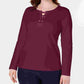 Karen Scott Blusa Henley Feminina Manga Longa Amarrada Vermelha Tamanho XS