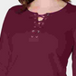 Karen Scott Blusa Henley Feminina Manga Longa Amarrada Vermelha Tamanho XS
