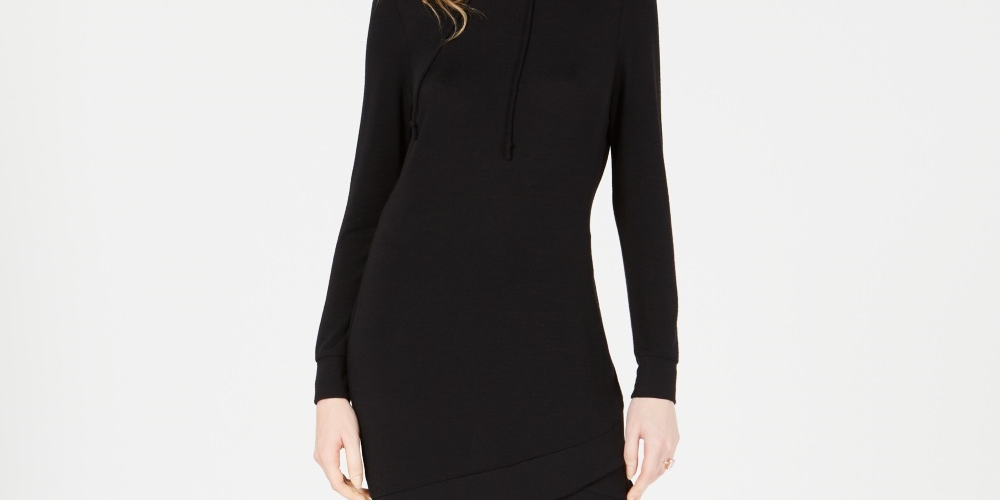 Blusa túnica com capuz feminina Bar III, preta, tamanho médio