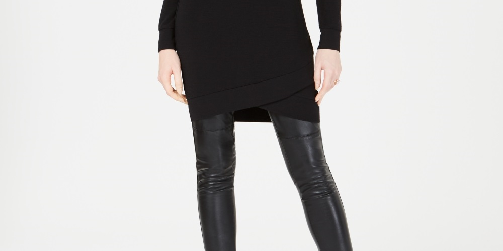 Blusa túnica com capuz feminina Bar III, preta, tamanho médio