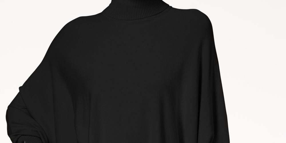 Alfani Poncho Suéter Feminino Gola Alta Preto Tamanho Pequeno
