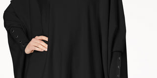 Alfani Poncho Suéter Feminino Gola Alta Preto Tamanho Pequeno