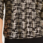 JM Collection Blusa feminina estampada em jacquard, preta, tamanho pequeno, extragrande