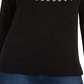 Suéter feminino Charter Club Fair Isle com gola redonda, preto, tamanho PL