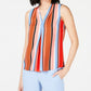 Blusa listrada com pregas invertidas Bar III feminina, preta/branca, tamanho XS
