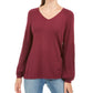 Suéter túnica feminino estilo &amp; co com manga bispo, vermelho, tamanho pequeno, extragrande