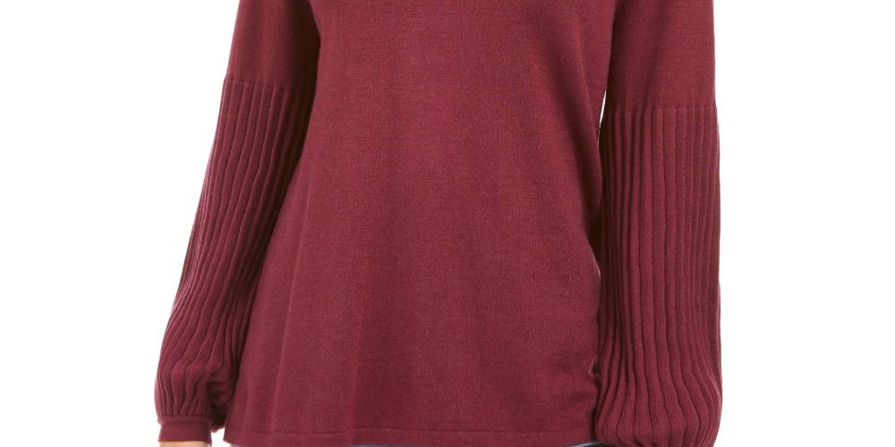 Suéter túnica feminino estilo &amp; co com manga bispo, vermelho, tamanho pequeno, extragrande