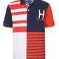 Camisa polo infantil Tommy Hilfiger Evan com listras coloridas e logotipo piquê, tamanho 5, azul